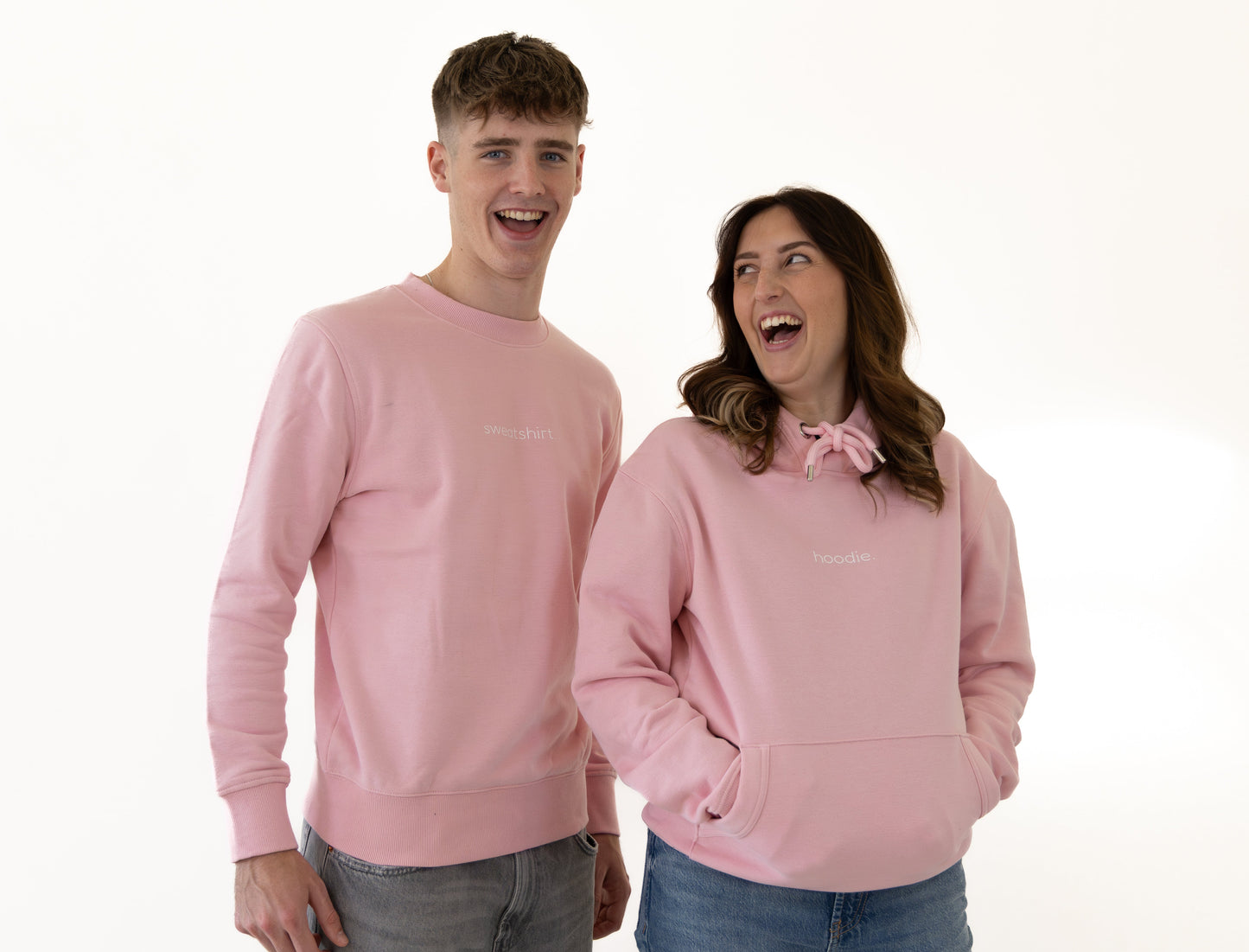simple. sweatshirt. snug. pink.
