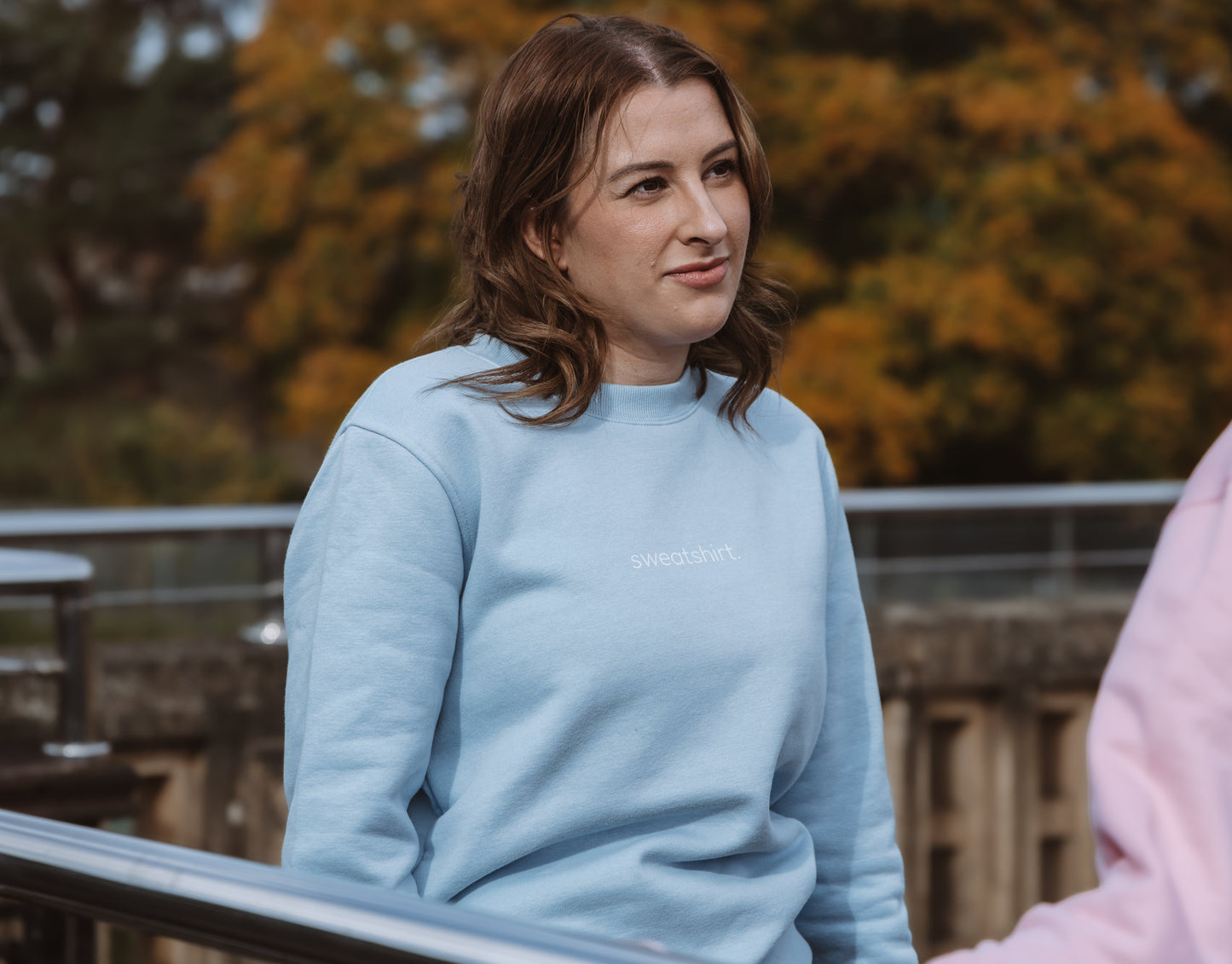 simple. sweatshirt. snug. light-blue.