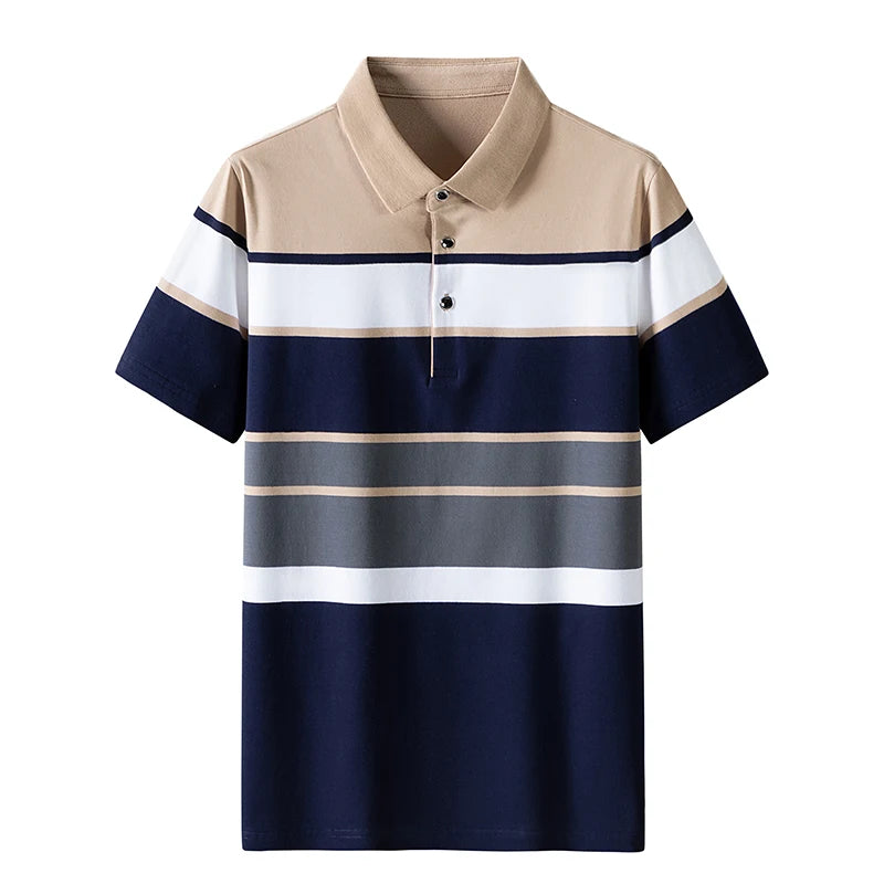 Men'S Classic Striped Polo Shirt Cotton Short Sleeve 2023 Summer Plus Oversize 4XL