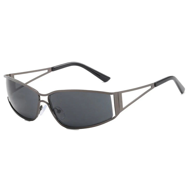 Latest Hollow Out Y2K Sunglasses Women Trendy Gradient 2000'S Wrap Around Sun Glasses Brand Steampunk Shades Mirror Eyeglasses