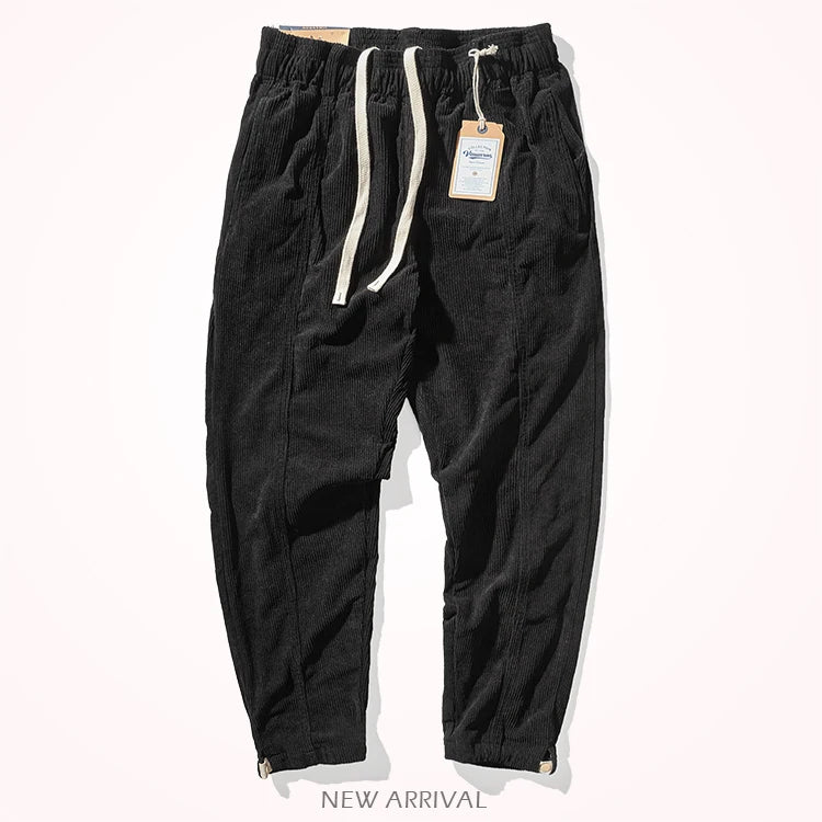 Corduroy pants men's elastic waist autumn sweatpants loose bundle feet tide brand overalls