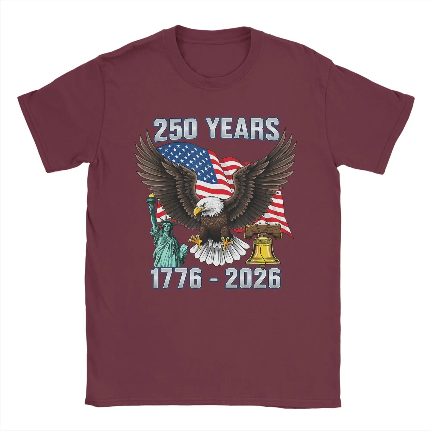 250 Years American 250th Anniversary US USA Flag 4th of July Men T Shirt Vintage T Pure Cotton Adult Clothing