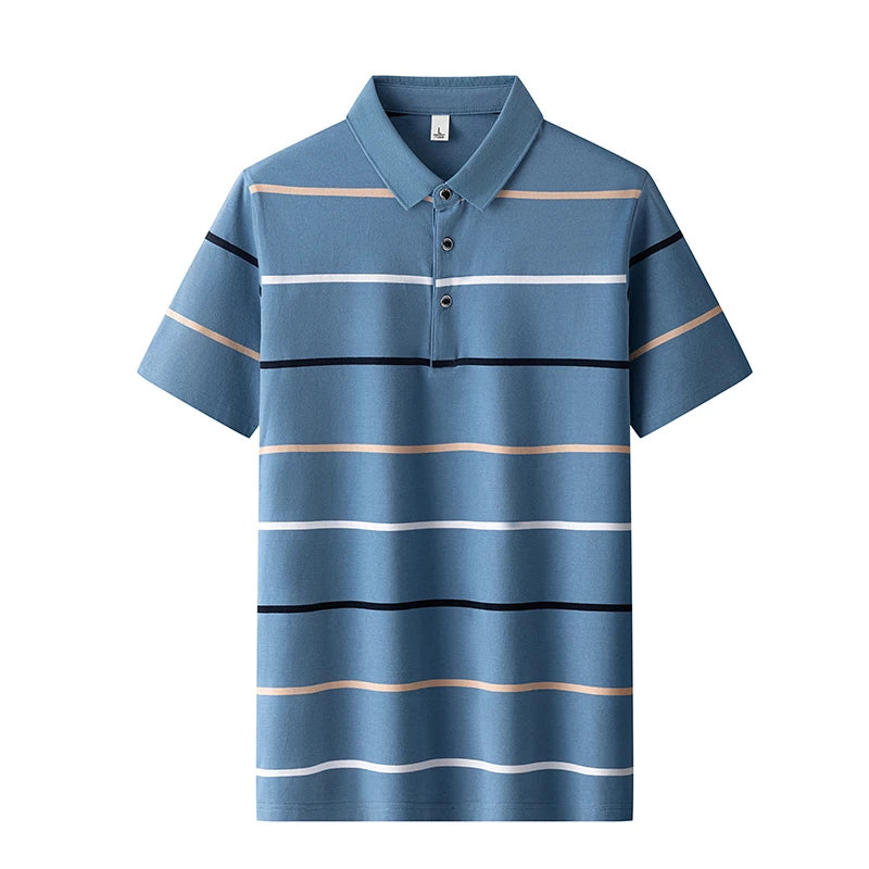 Men'S Classic Striped Polo Shirt Cotton Short Sleeve 2024 Summer Plus Oversize 4XL