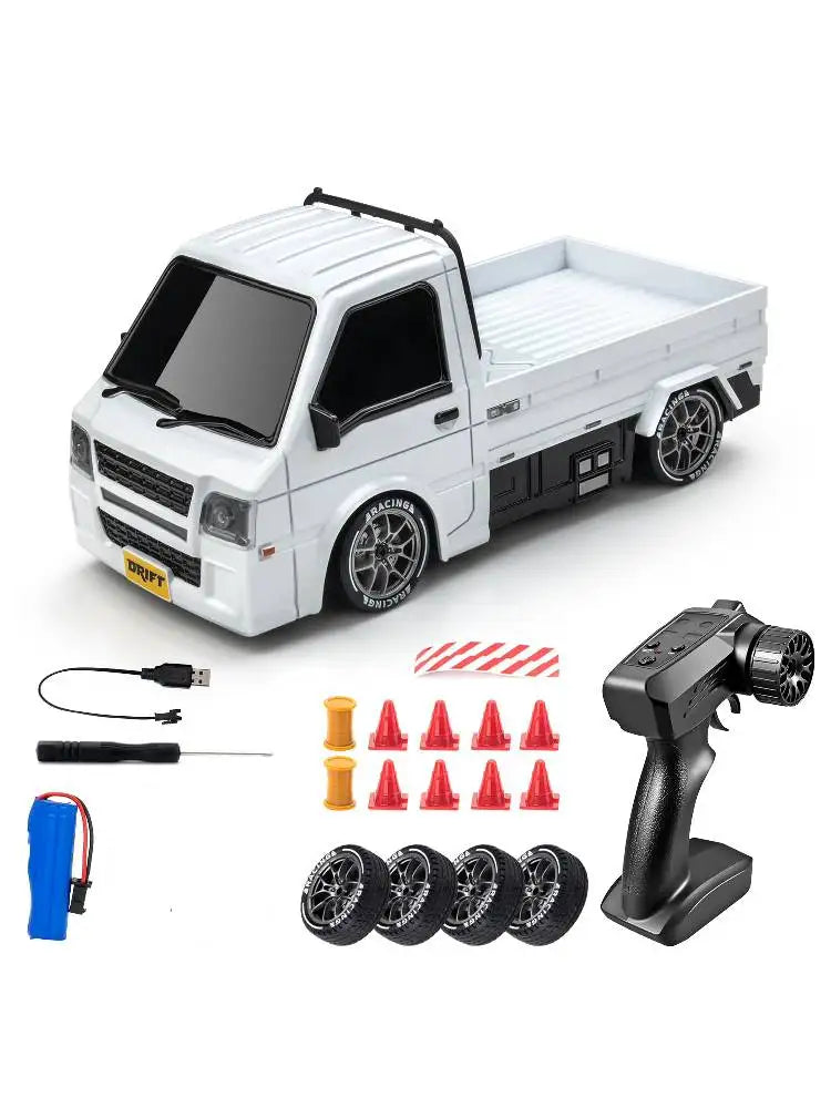1/24 Remote Control Drift Car, 2.4GHz 20km/h Four-Wheel Drive High-Speed Remote Control Truck, Drift Tires & Dual Battery Racing