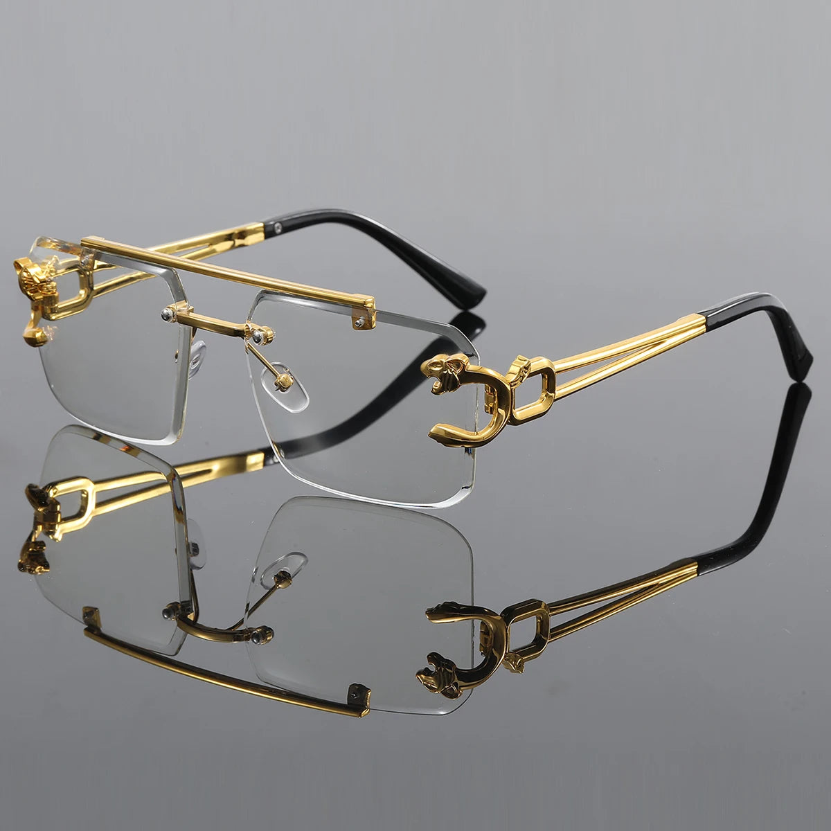 1pc Unisex Casual Hollow Out Design Retro Rimless Square Glasses For Daily Life Outdoor Vacation Beach Street-Photography
