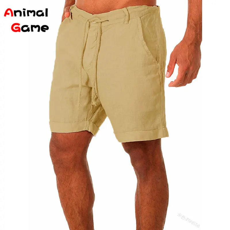 Summer Fashion Mens Linen Shorts Men Cotton Beach Short New Wild Leisure Loose Solid Cargo Shorts for Men Sweatshorts