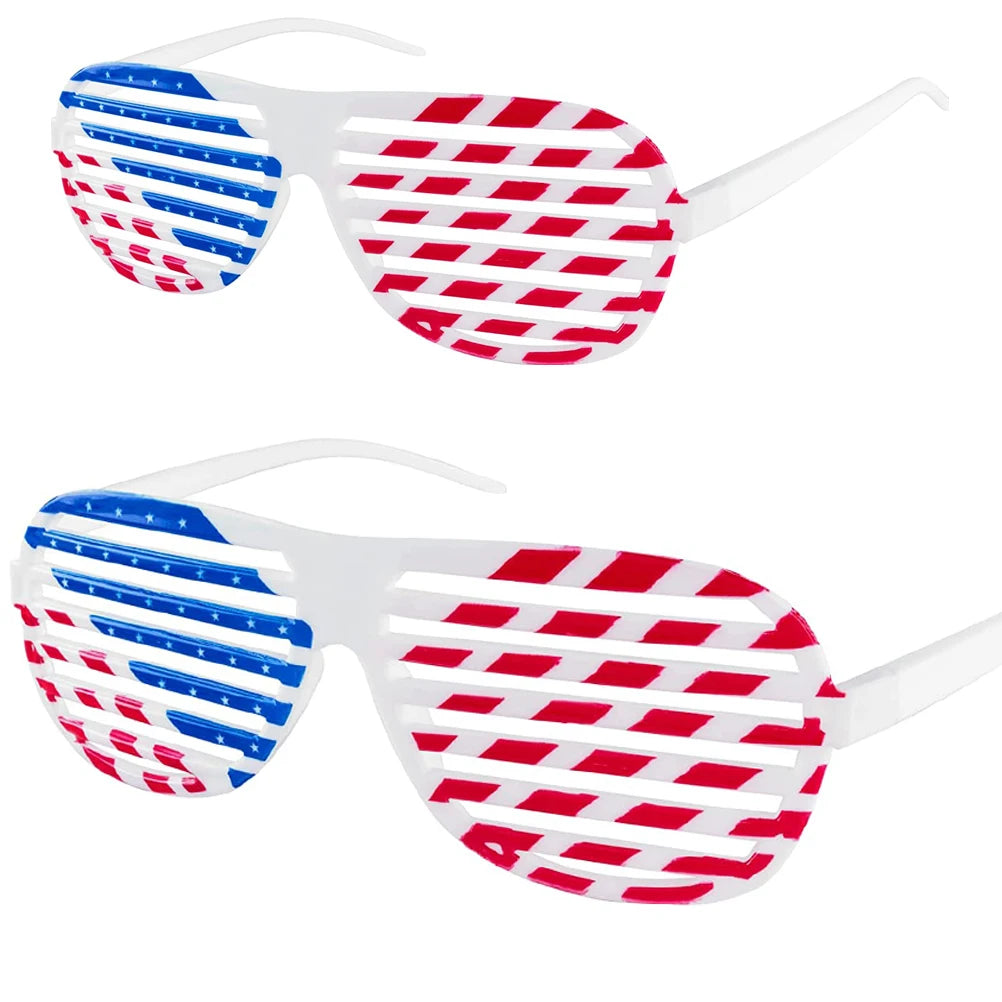 Patriotic Party Favors Set, 4th of July USA Decorations Shutter Shades Glasses, Flag Hat Photobooth Prop