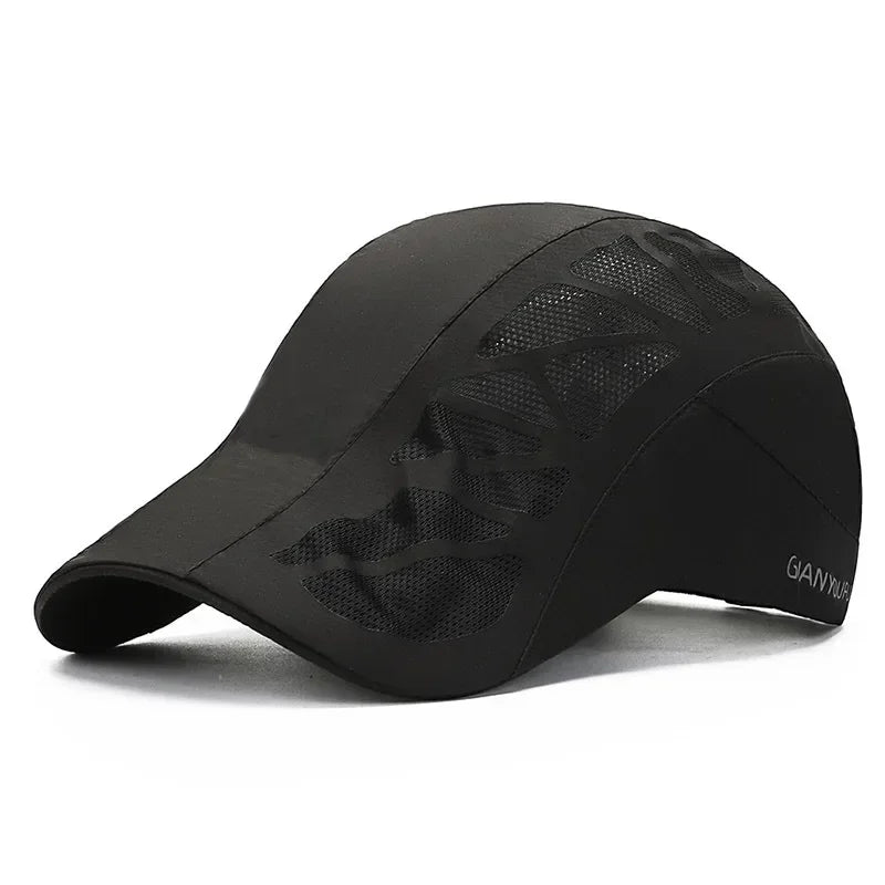 Summer Sports Mens Sun Hats Breathable Mesh Quick-drying Visor Caps Outdoor Gorro Hombre Boina Golf Hat Fashion Solid Flat Cap