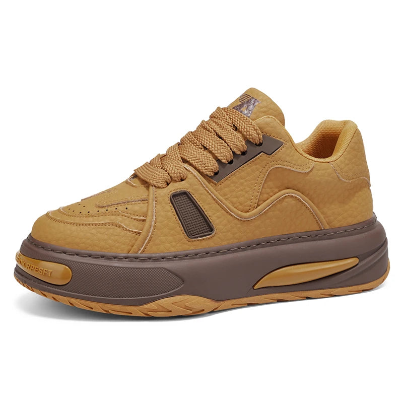 Mens Shoes 2025 Spring New Trend Platform Heightening Casual Board shoes Fashion Color Matching Leather Lace-up Casual Sneakers