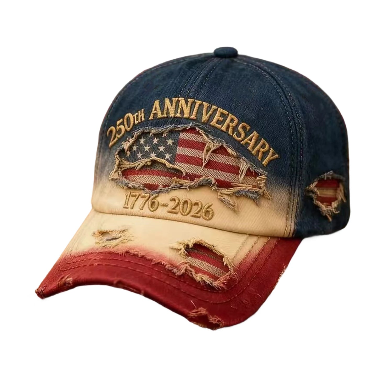Men's and Women's New Trendy 2026 Commemorative Baseball Hat Fashion Solid Color Distressed Adjustable Casual Sun Cap