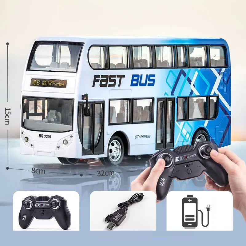 RC Bus 2.4G Remote Control Car Double-decker Stretch Electric Bus 3km/h With LED Sound RC Electronic Vehicle Toy Kids Boy Gift