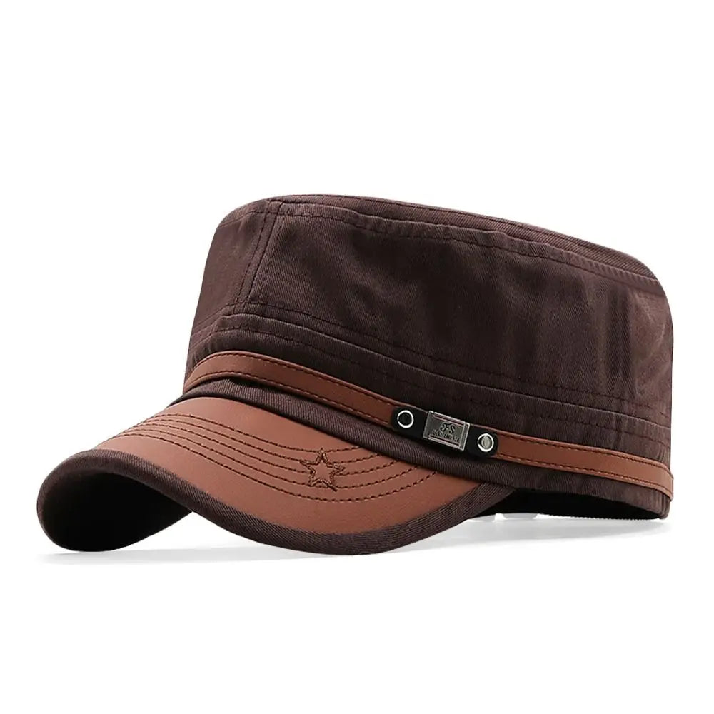 Hat Men Unisex Hat Baseball Cap Cotton Cadet Hat Breathable Combat Fishing Flat Adjustable Cap