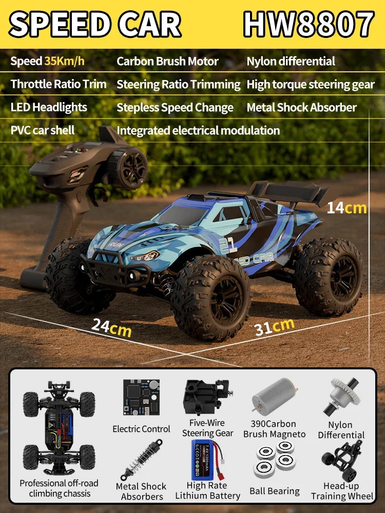 2025 New 1:16 4WD Remote Control Car 35 km/h High-Speed Off-Road RC Car All-Terrain 2.4G Electric RC Car with LED Lights