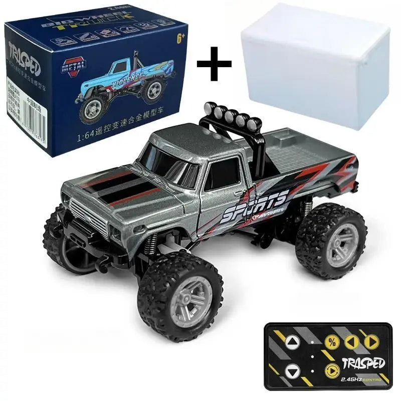 RC Off-Road Monster Truck 1/64 Remote Control Mini Climbing Car, Alloy Material, 2.4G Remote Control Electric Off-Road Vehicle.