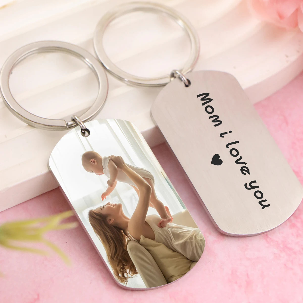 Photo Keychain With Text, Custom Mother’S Day Gift Key Chain For Mom, Personalized Picture Keychain Keepsake, Custom Keychain