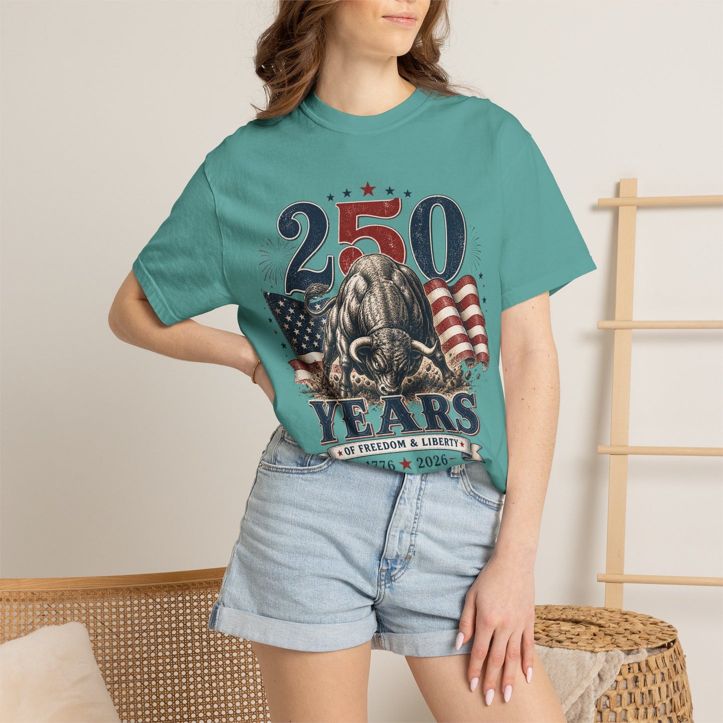 250 Years of Freedom 1776–2026 T-Shirt — Patriotic American Flag & Bald Eagle Anniversary Tee