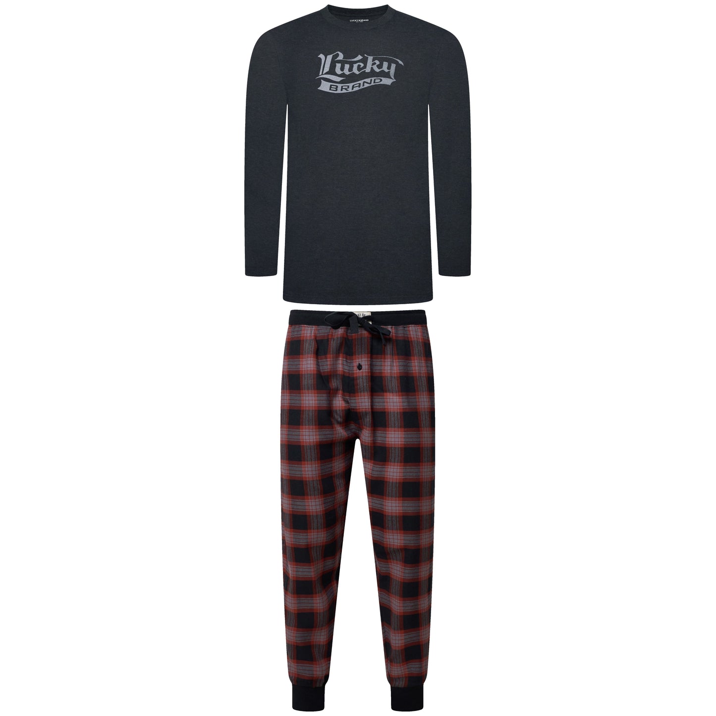 Lucky Brand Crew Neck & Closed Hem Flannel Pant Pyjama Set