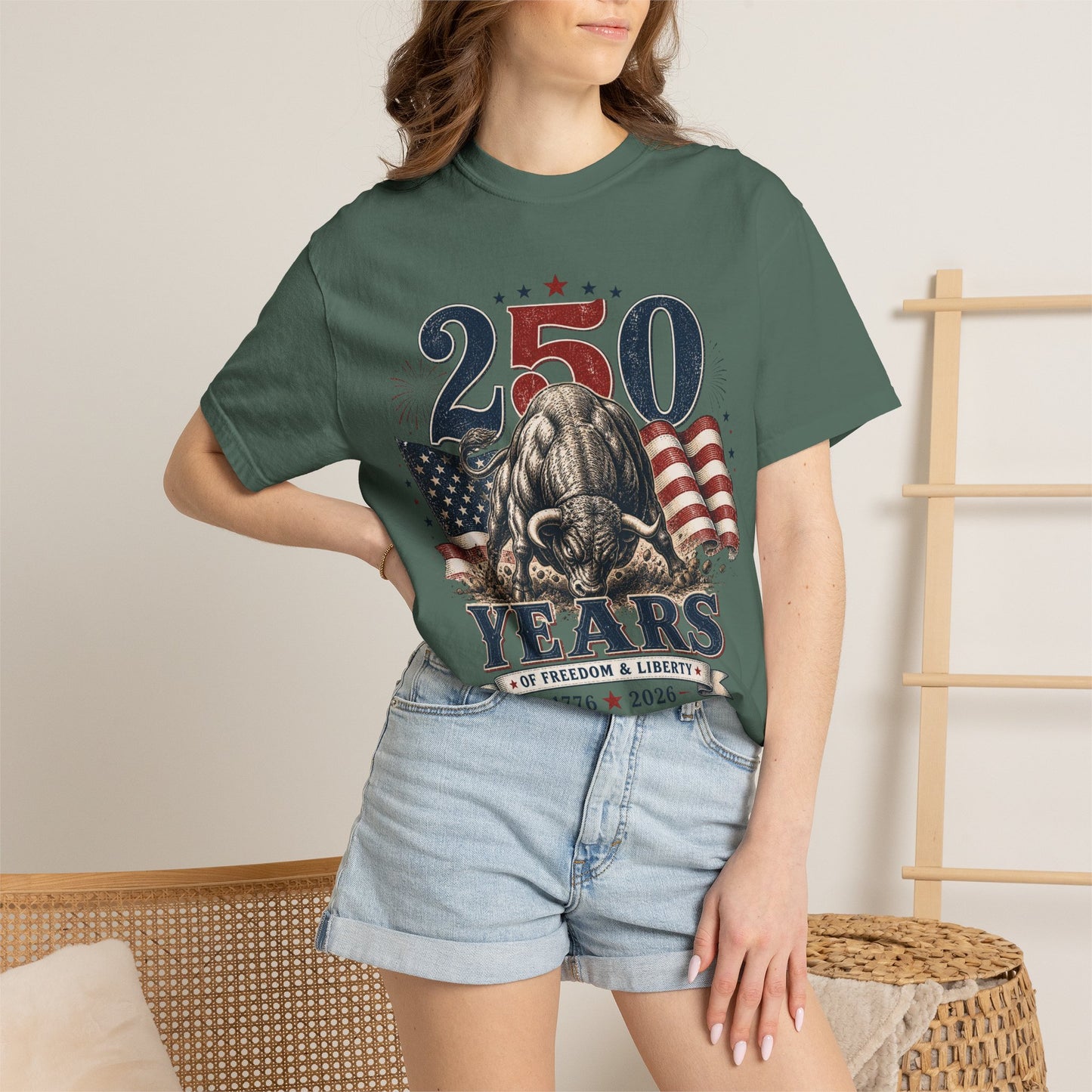 250 Years of Freedom 1776–2026 T-Shirt — Patriotic American Flag & Bald Eagle Anniversary Tee