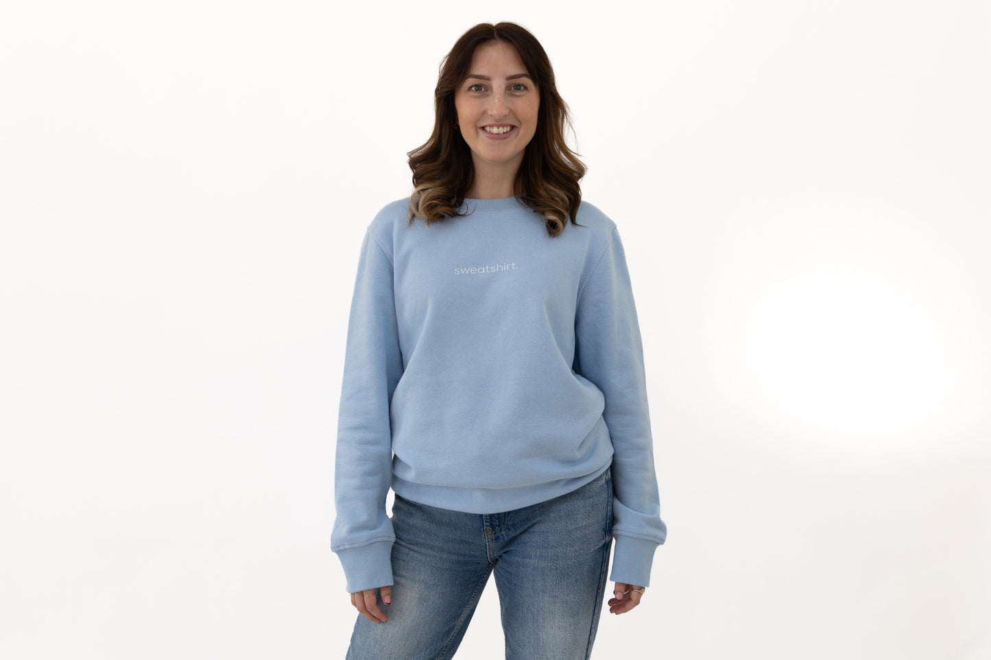 simple. sweatshirt. snug. light-blue.