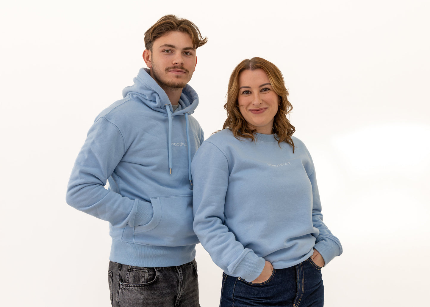 simple. sweatshirt. snug. light-blue.