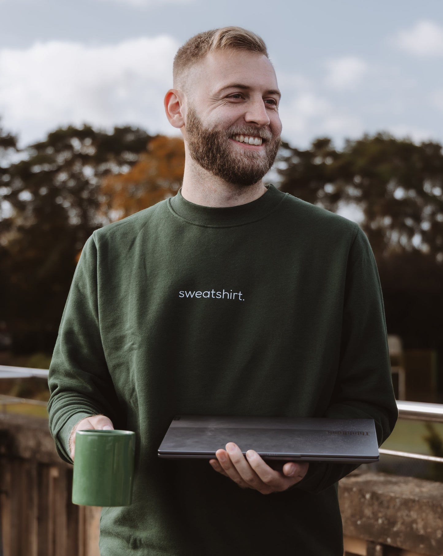 simple. sweatshirt. snug. forest-green.