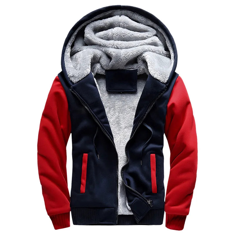 Premium Men's Athletic Hoodie Winter Zip Pullover Sherpa Lining Embroidered Thicke Hoodies Woven Weave Plus Size Stylish for Men