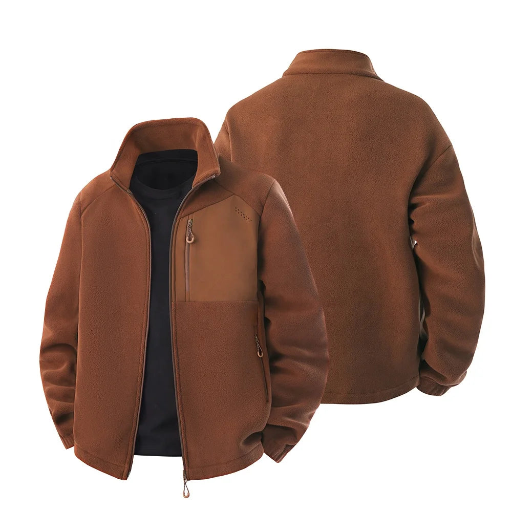 Men's Autumn Outdoor Hiking Wear Keep Warm Stand Collar Breathable Light Weight Polartec 420 Polar Fleece Jacket
