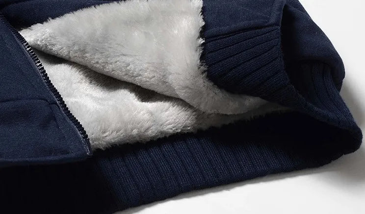 Premium Men's Athletic Hoodie Winter Zip Pullover Sherpa Lining Embroidered Thicke Hoodies Woven Weave Plus Size Stylish for Men