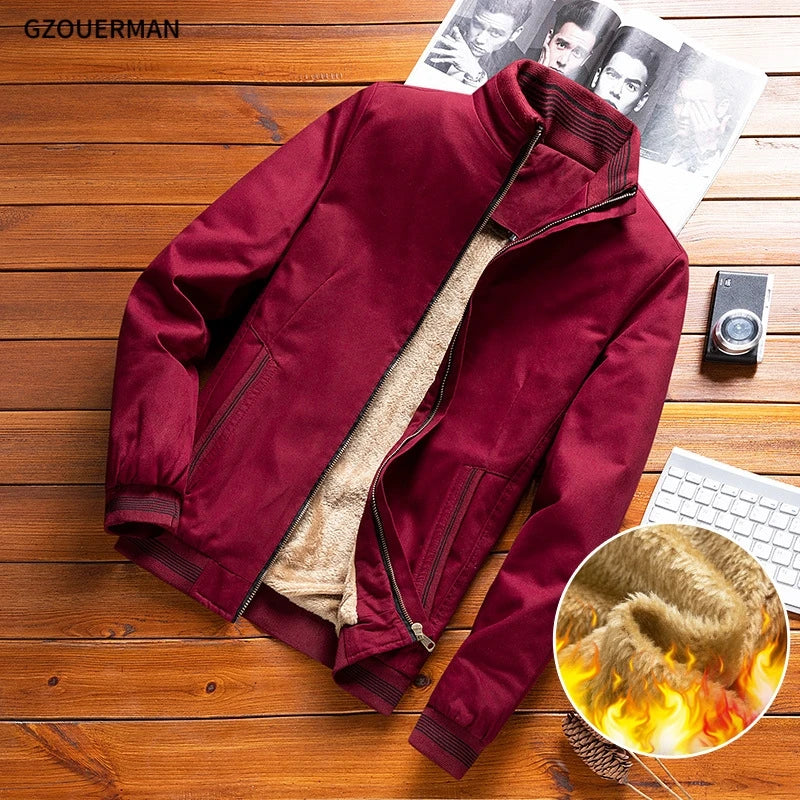 M-4XL 2022 New Fashion Men Autumn Winter Cotton Inner Fleece Zipper Thick Warm Clothes Stand Collar Korean Jacket Coat