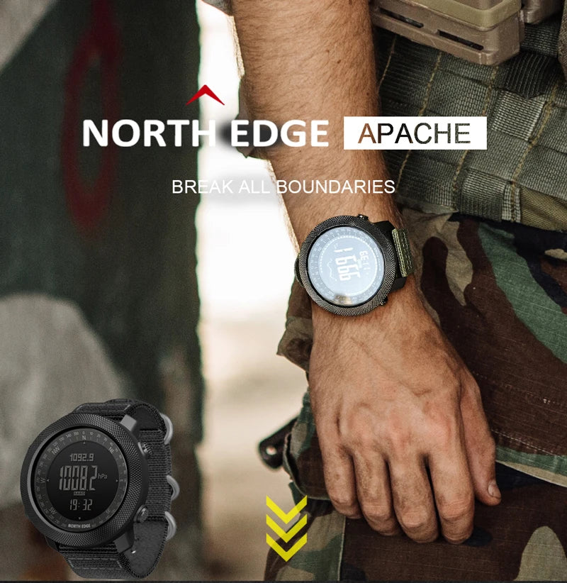 NORTH EDGE Men's Sport Digital Watch – Altimeter, Compass & 50M Waterproof