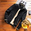 M-4XL 2022 New Fashion Men Autumn Winter Cotton Inner Fleece Zipper Thick Warm Clothes Stand Collar Korean Jacket Coat