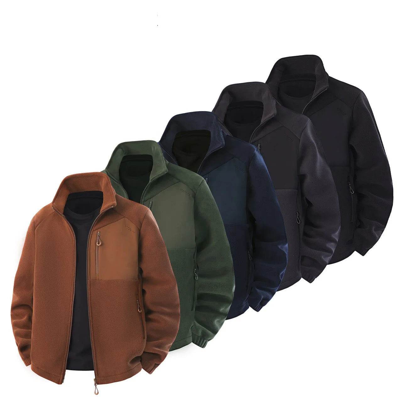 Men's Autumn Outdoor Hiking Wear Keep Warm Stand Collar Breathable Light Weight Polartec 420 Polar Fleece Jacket
