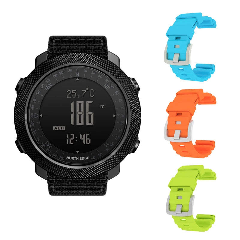 NORTH EDGE Men's Sport Digital Watch – Altimeter, Compass & 50M Waterproof