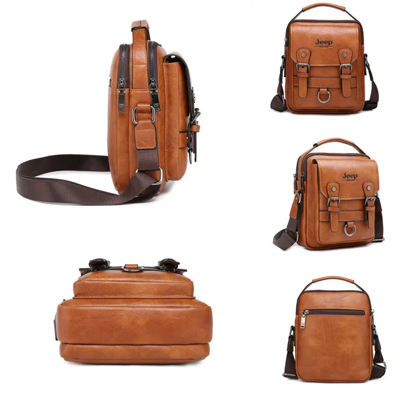 Men's Leather Messenger Bag – Large Capacity Business Shoulder Bag