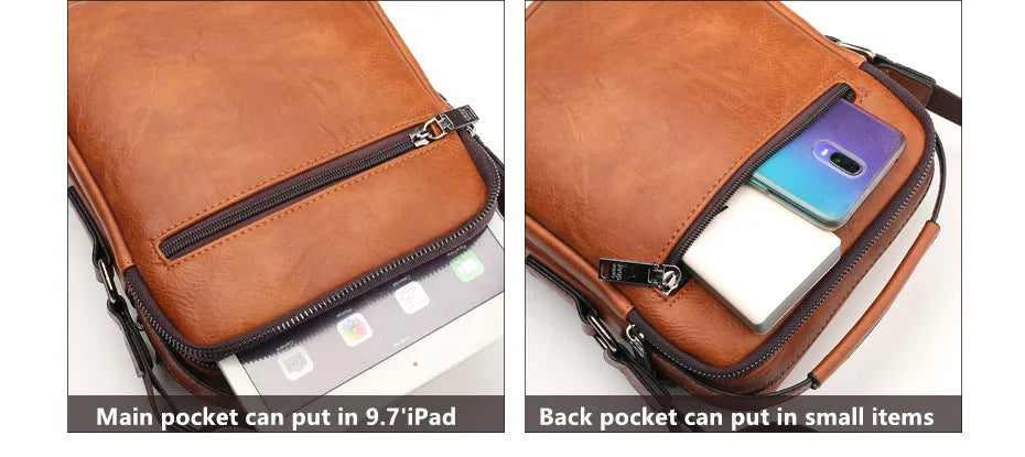Men's Leather Messenger Bag – Large Capacity Business Shoulder Bag