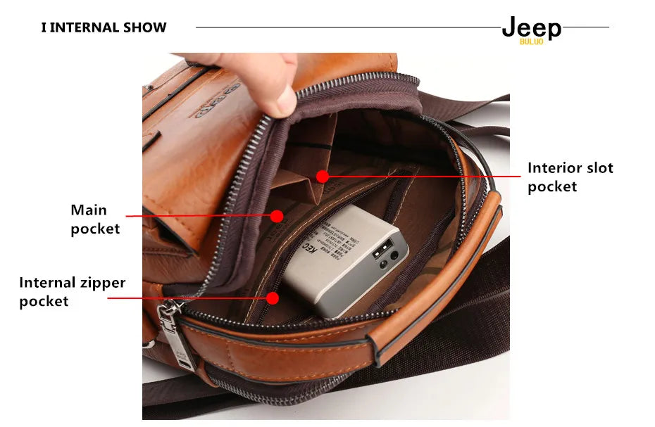 Men's Leather Messenger Bag – Large Capacity Business Shoulder Bag