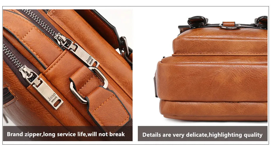 Men's Leather Messenger Bag – Large Capacity Business Shoulder Bag