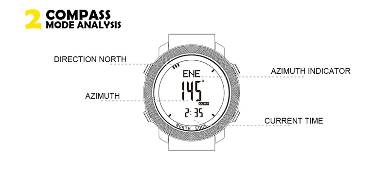 NORTH EDGE Men's Sport Digital Watch – Altimeter, Compass & 50M Waterproof