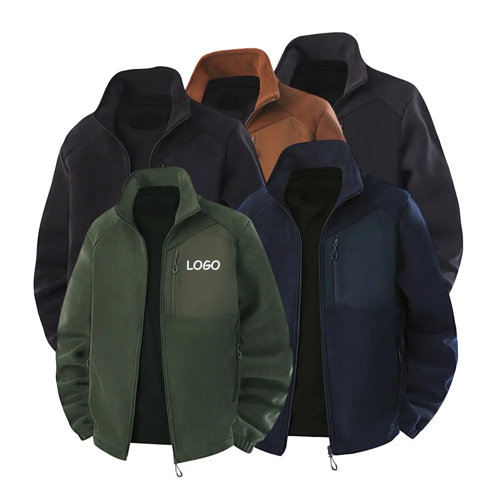 Men's Autumn Outdoor Hiking Wear Keep Warm Stand Collar Breathable Light Weight Polartec 420 Polar Fleece Jacket