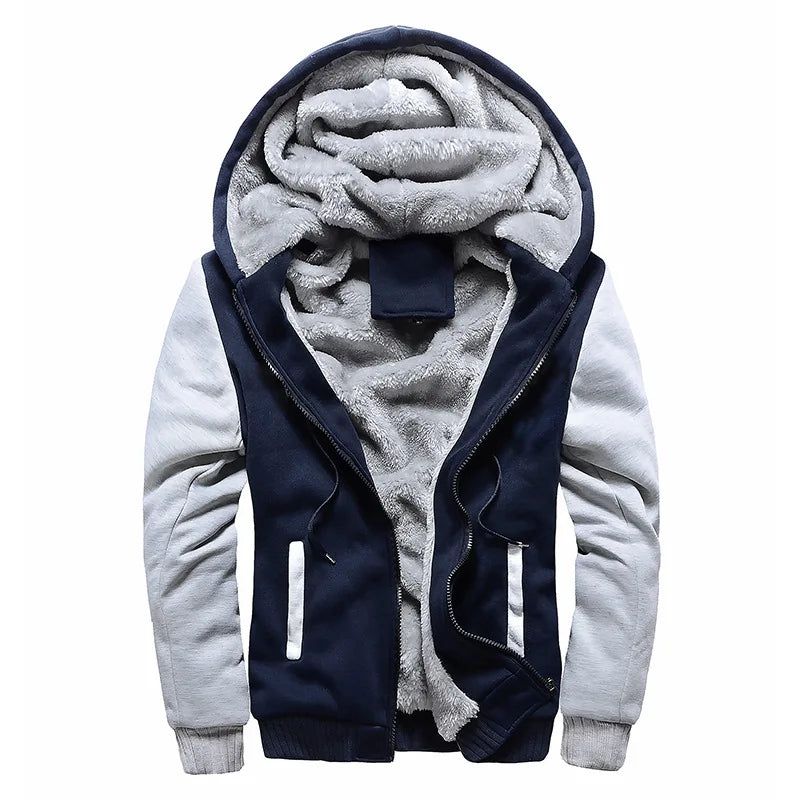 Premium Men's Athletic Hoodie Winter Zip Pullover Sherpa Lining Embroidered Thicke Hoodies Woven Weave Plus Size Stylish for Men