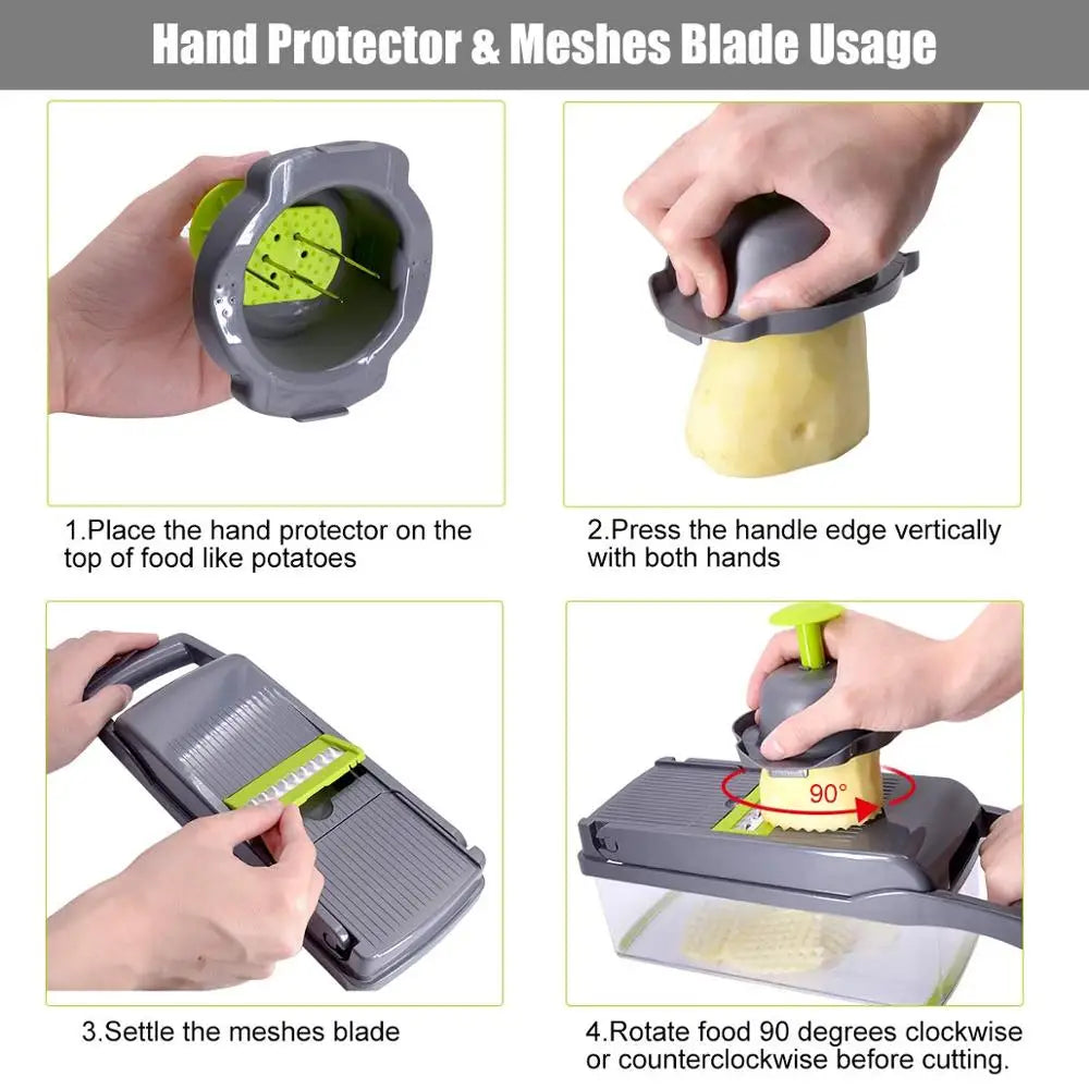 Multifunctional Vegetable Chopper & Grater – 7-Blade Kitchen Slicer Set