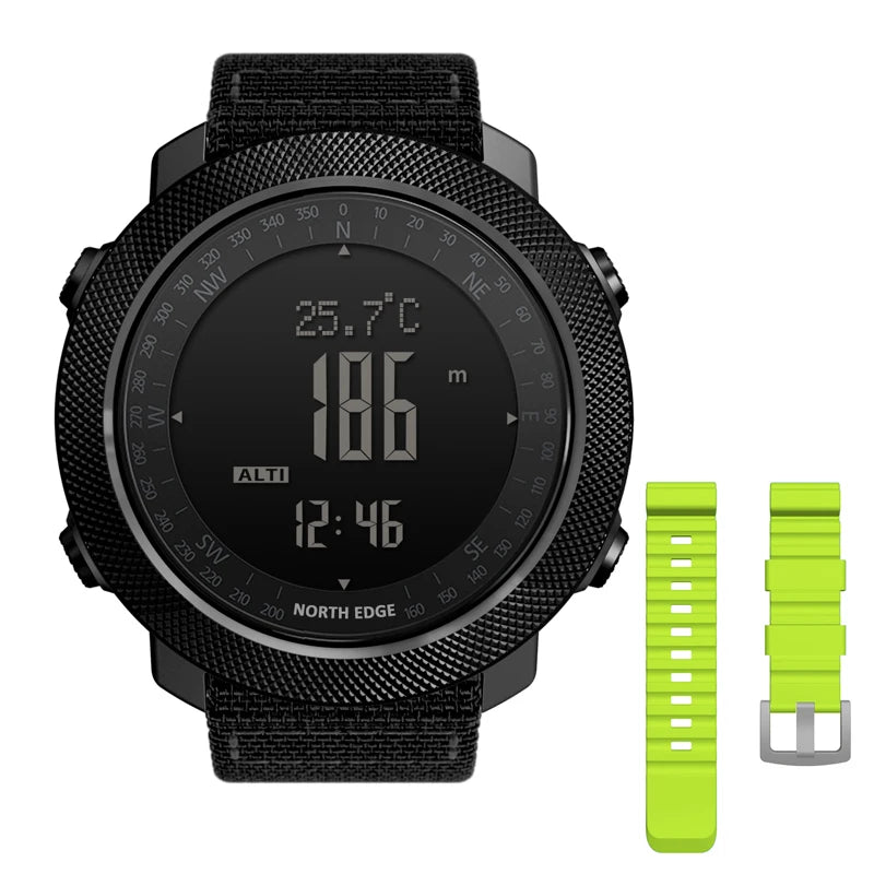 NORTH EDGE Men's Sport Digital Watch – Altimeter, Compass & 50M Waterproof