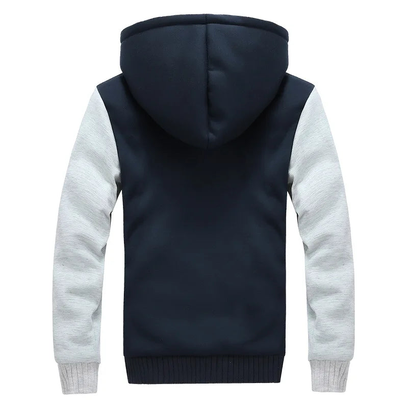Premium Men's Athletic Hoodie Winter Zip Pullover Sherpa Lining Embroidered Thicke Hoodies Woven Weave Plus Size Stylish for Men