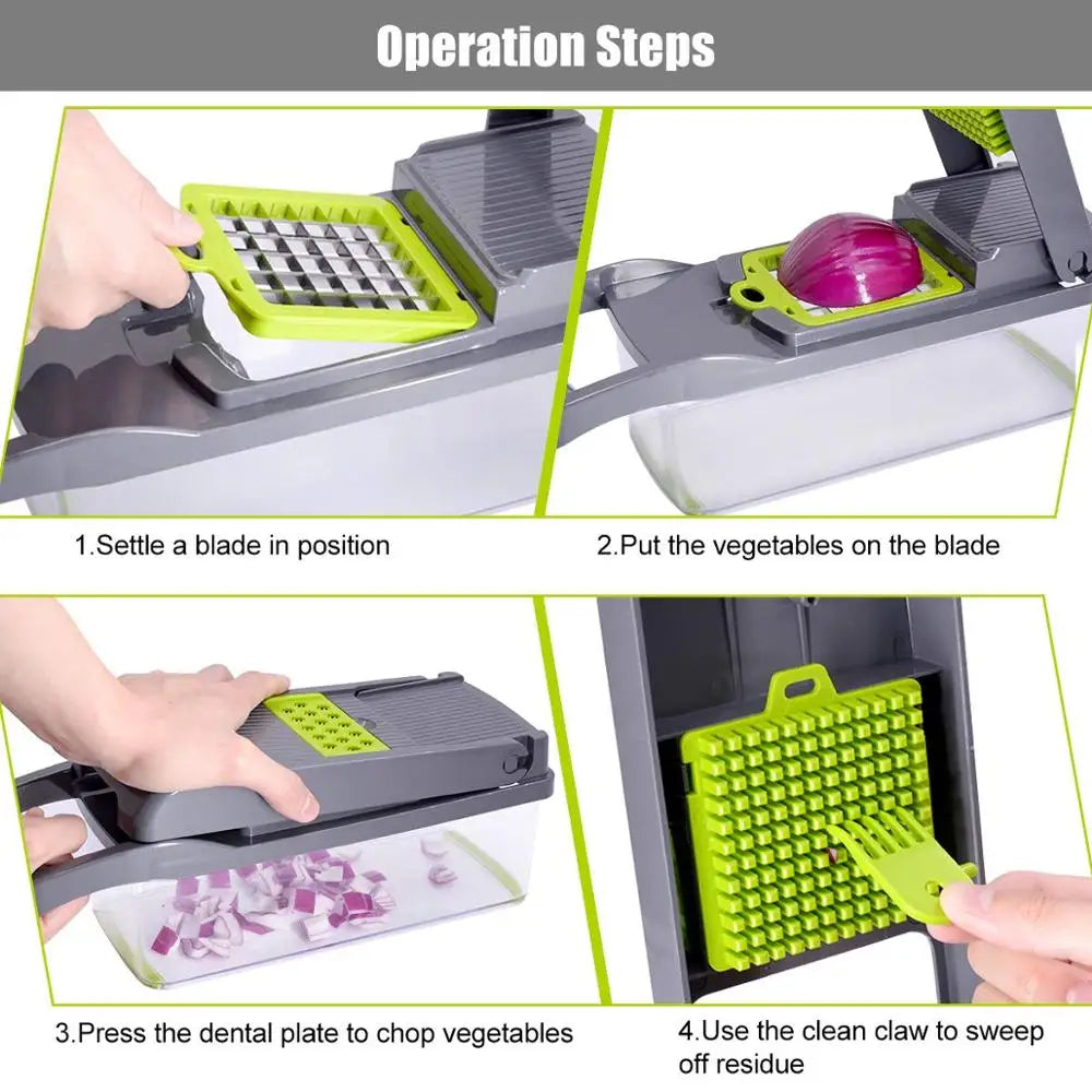 Multifunctional Vegetable Chopper & Grater – 7-Blade Kitchen Slicer Set