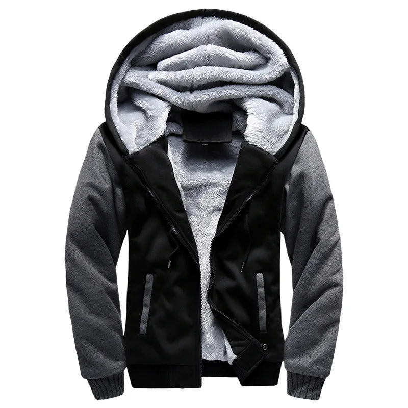 Premium Men's Athletic Hoodie Winter Zip Pullover Sherpa Lining Embroidered Thicke Hoodies Woven Weave Plus Size Stylish for Men