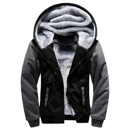 Premium Men's Athletic Hoodie Winter Zip Pullover Sherpa Lining Embroidered Thicke Hoodies Woven Weave Plus Size Stylish for Men