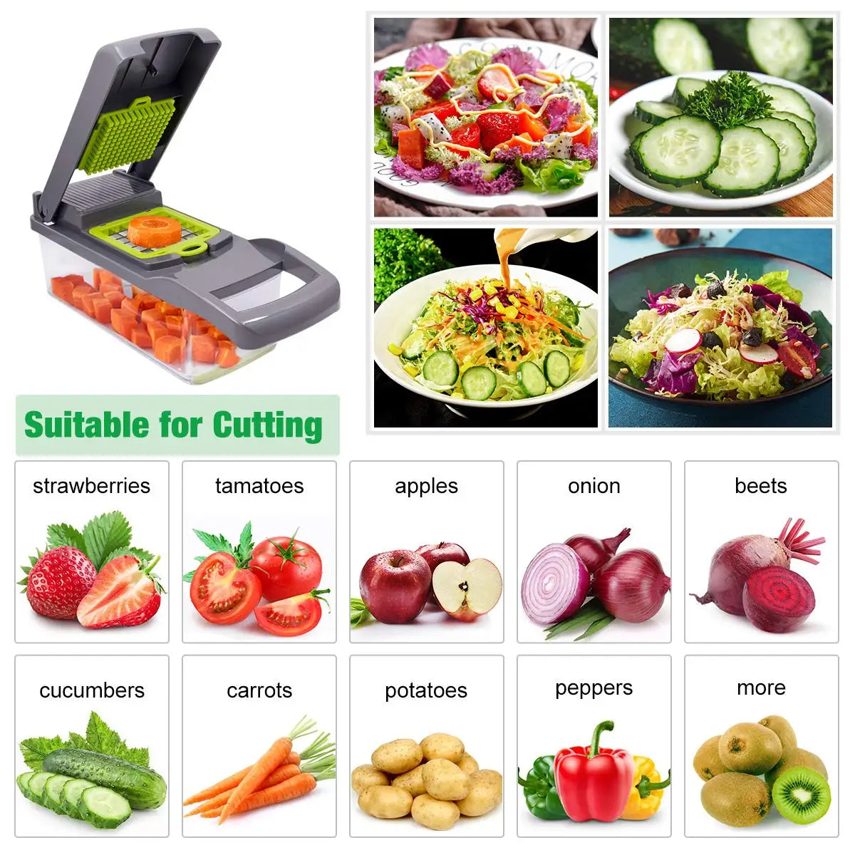 Multifunctional Vegetable Chopper & Grater – 7-Blade Kitchen Slicer Set