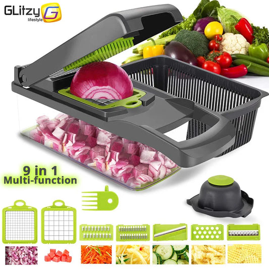 Multifunctional Vegetable Chopper & Grater – 7-Blade Kitchen Slicer Set