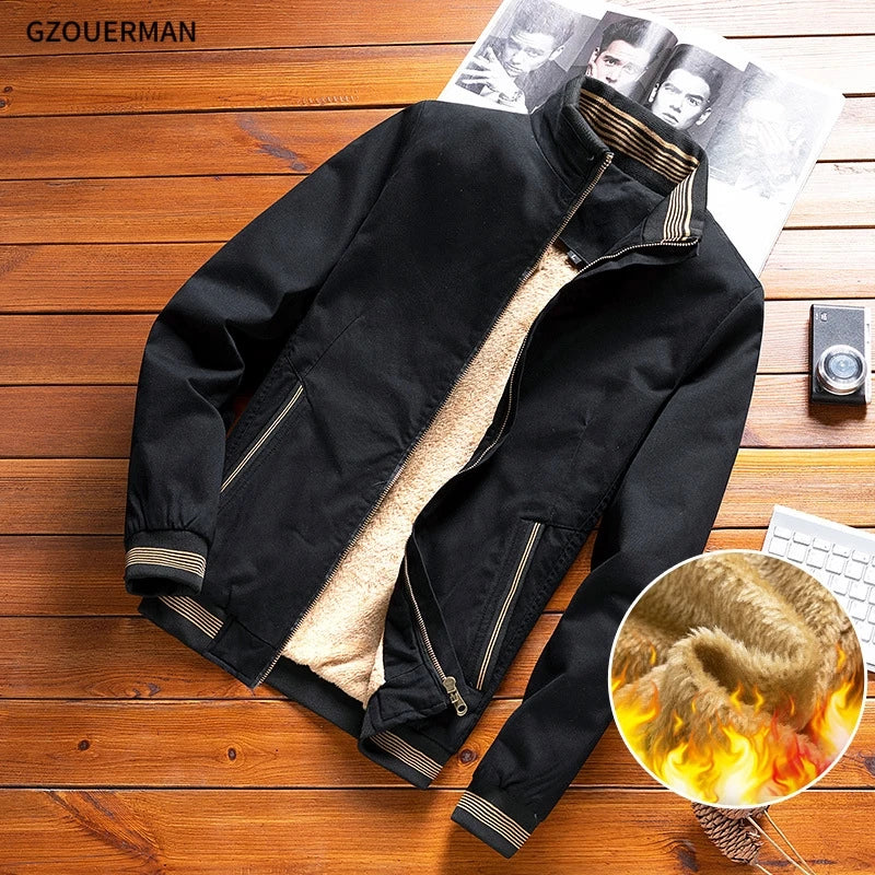 M-4XL 2022 New Fashion Men Autumn Winter Cotton Inner Fleece Zipper Thick Warm Clothes Stand Collar Korean Jacket Coat