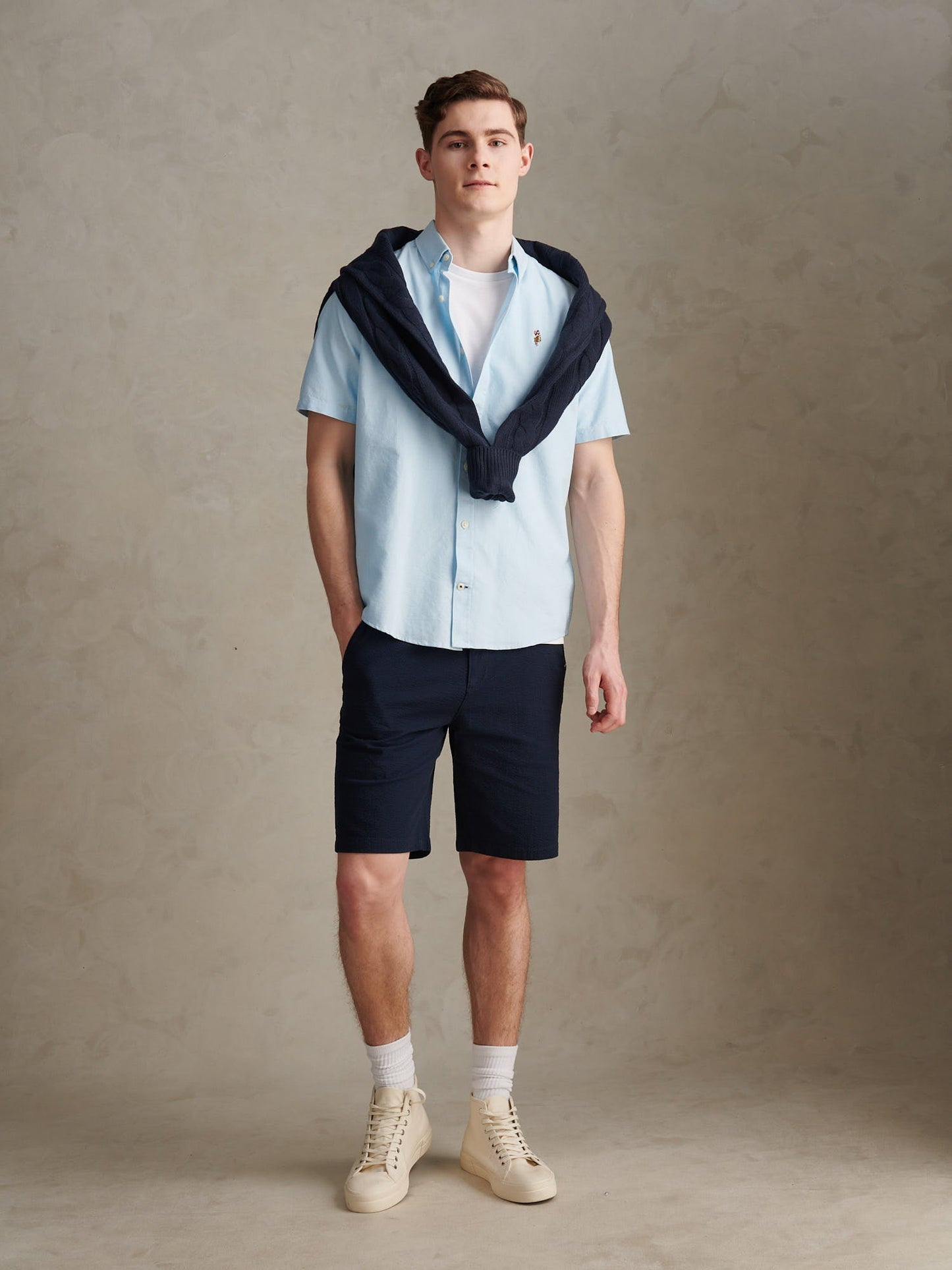 Mens  Short Sleeve Oxford Shirt Ice Blue